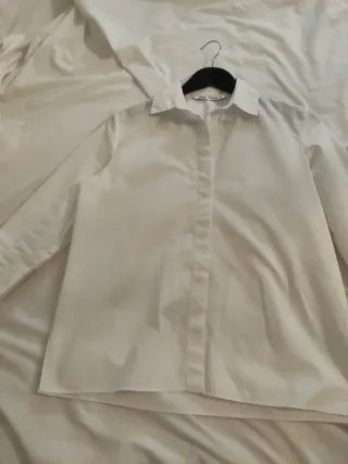 Camisa Zara Blanca Manga Larga