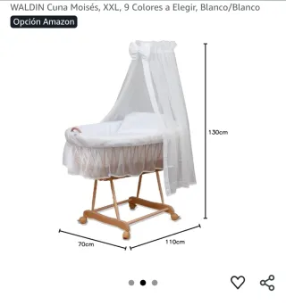 Moisés de mimbre blanco con dosel
