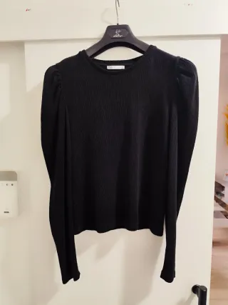 Jersey Zara manga abullonada negro T.M