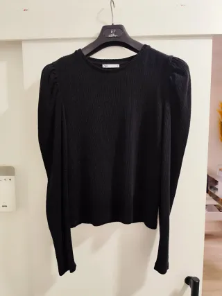 Jersey Zara manga abullonada negro T.M