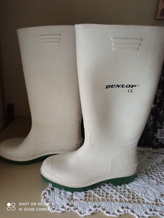 Botas de Goma Dunlop Blancas y Verdes