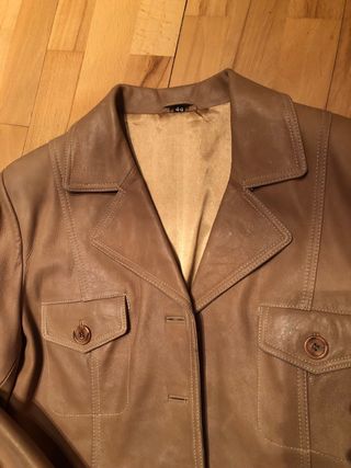 Chaqueta de piel ovina beige marrón Talla 44