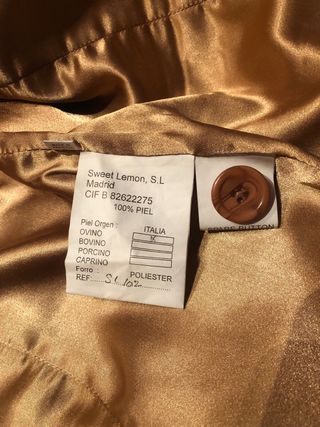 Chaqueta de piel ovina beige marrón Talla 44