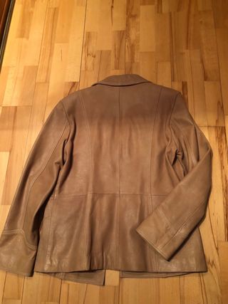 Chaqueta de piel ovina beige marrón Talla 44