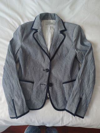 Chaqueta Zara Rayas Azul y Blanco