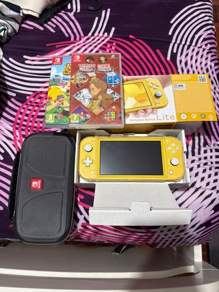 Nintendo Switch Lite Amarilla + Juegos y Funda