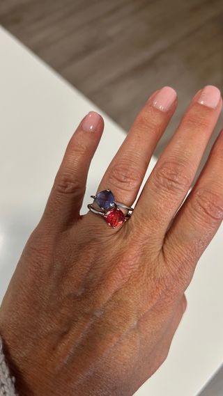 Anillo Swarovski Doble  Morado y Rojo
