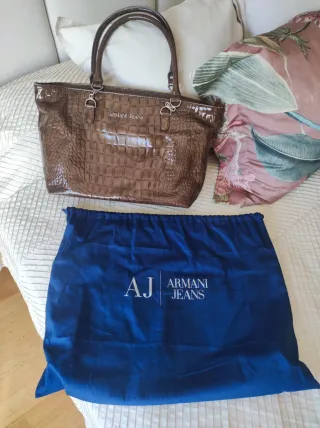 Bolso Armani Jeans Marrón Cocodrilo