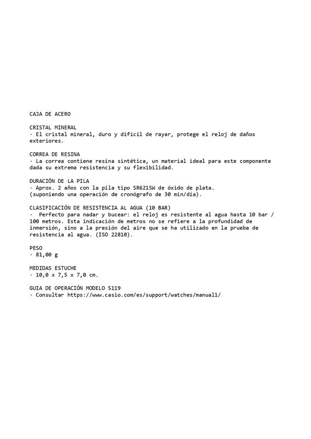 Reloj Casio Edifice EF-552 Cronógrafo 5119