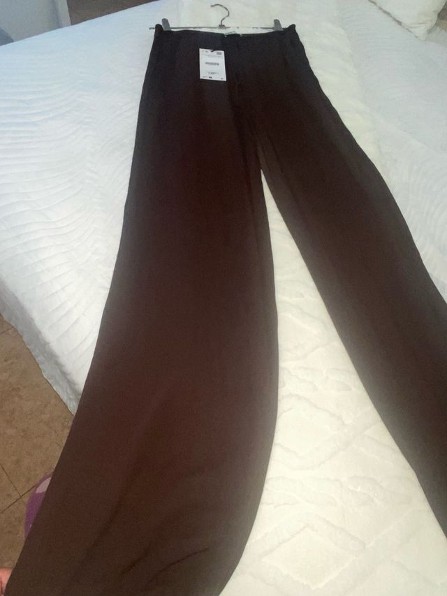 Pantalón ancho Zara marrón