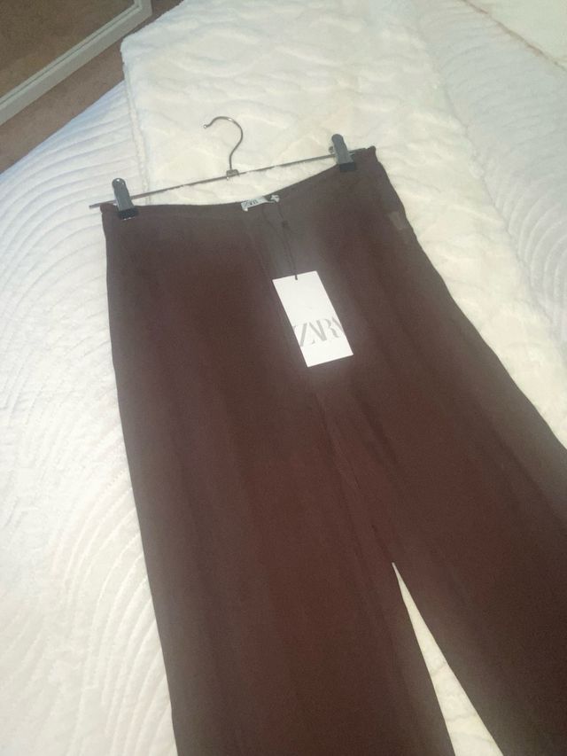 Pantalón ancho Zara marrón