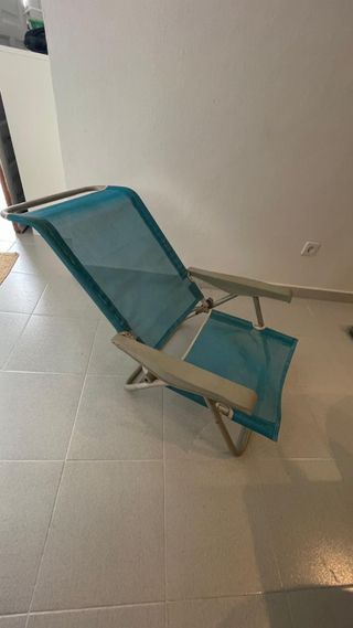 Silla de playa plegable azul