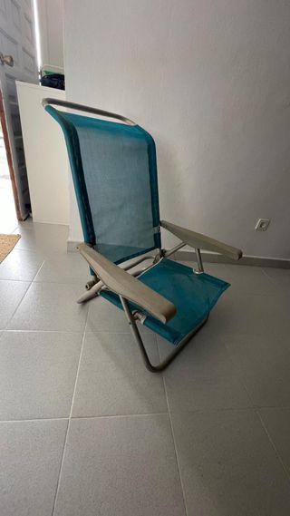 Silla de playa plegable azul