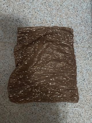 Falda brillante fiesta marrón y dorada