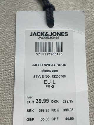 Sudadera Jack & Jones Talla L Beige