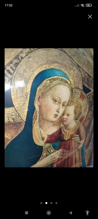 Cuadro Virgen con Niño enmarcado en madera con det