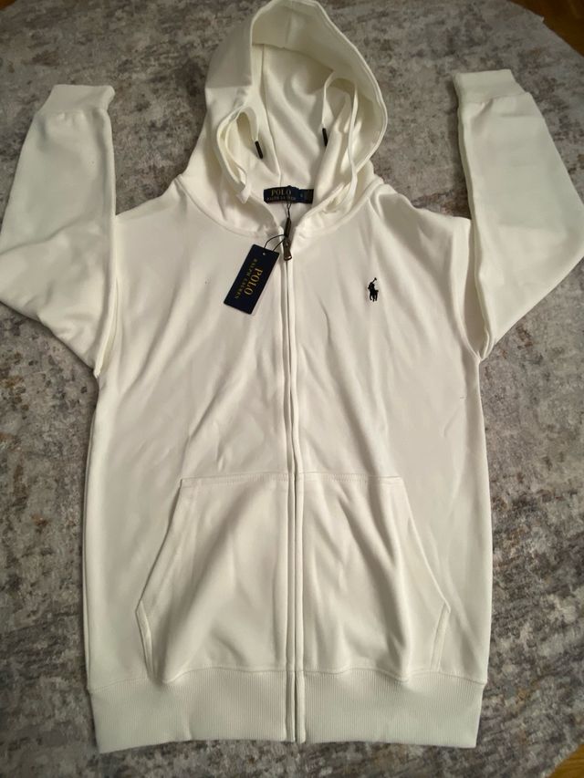 Sudadera Polo Ralph Lauren Blanca Cremallera Talla