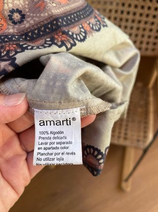 Vestido Amarti beige con topos negros