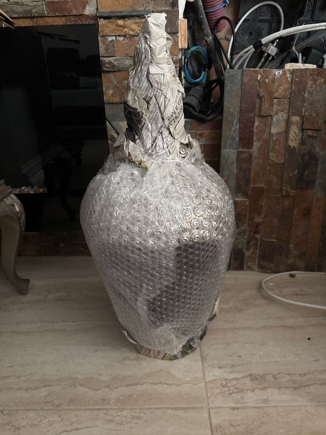 Cabeza de Buda Cerámica Negra y Plateada