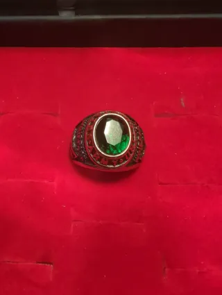 Anillo Acero Talla 11 Piedra Verde Hombre