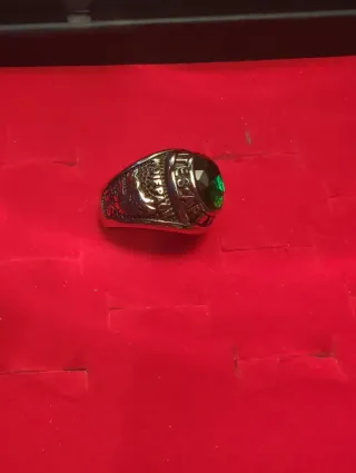 Anillo Acero Talla 11 Piedra Verde Hombre
