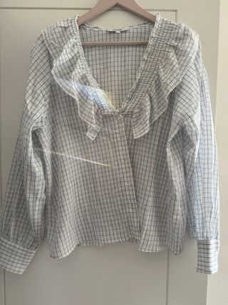 Blusa Scalpers cuadros azul y blanco