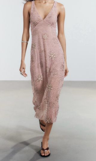 Vestido largo Zara con abalorios