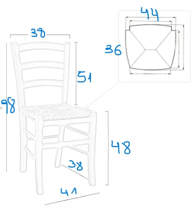 Silla rústica de madera azul