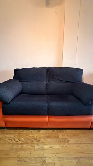 Sofá 2 plazas negro y naranja