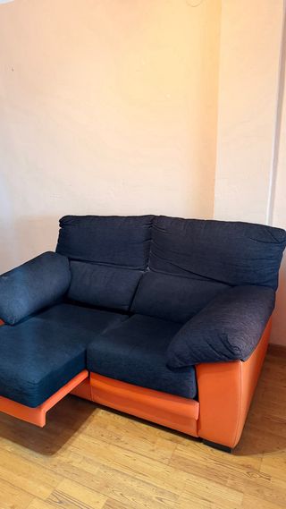 Sofá 2 plazas negro y naranja