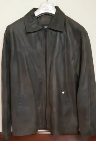 Chaqueta de cuero marrón New Man Talla M