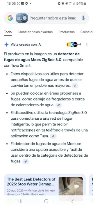 Detector de Fugas MOBI Tuya Zigbee 3.0