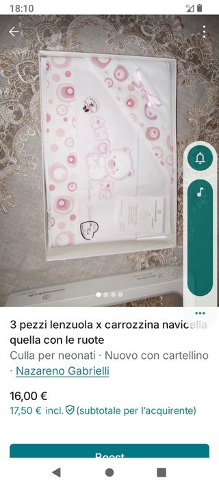3 pezzi lenzuola x culla Nazareno Gabrielli
