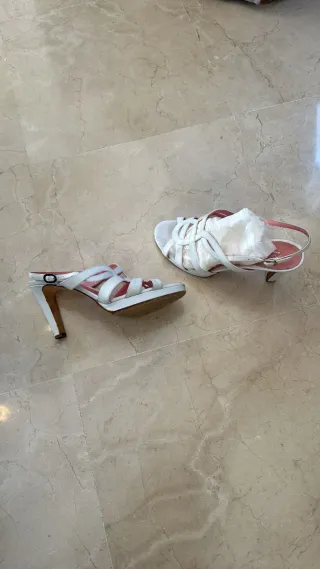 Sandalias Sergio Rossi Tacon Blancas Talla 39.5