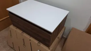 Mueble de baño 1 cajón (nogal) Encimera madera lac