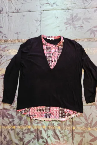 Maglia donna nero e rosa