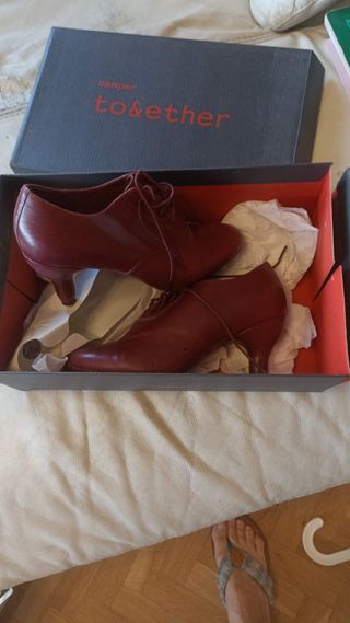 Zapatos Camper Piel Roja/Granate