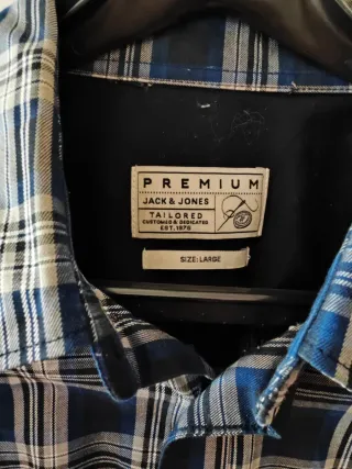 Camisa cuadros Jack & Jones azul y blanco