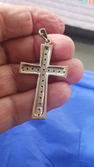 Colgante Cruz Plata Amatistas Moradas