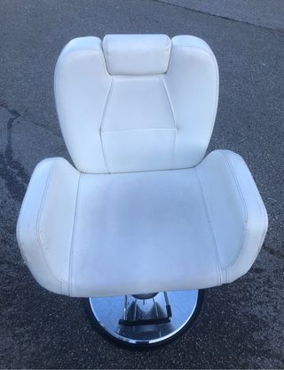 Sillón Peluquería Blanco Cuero Sintético