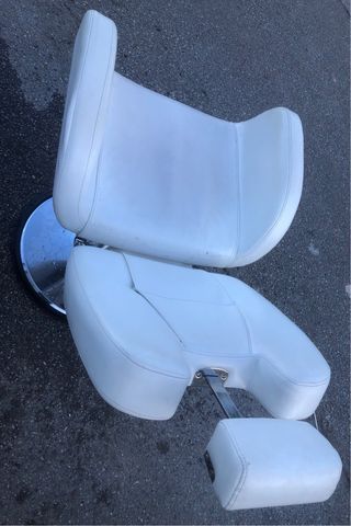 Sillón Peluquería Blanco Cuero Sintético