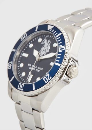 Reloj U.S. Polo Assn. plateado y azul