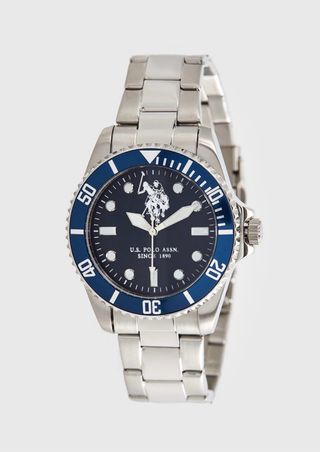 Reloj U.S. Polo Assn. plateado y azul