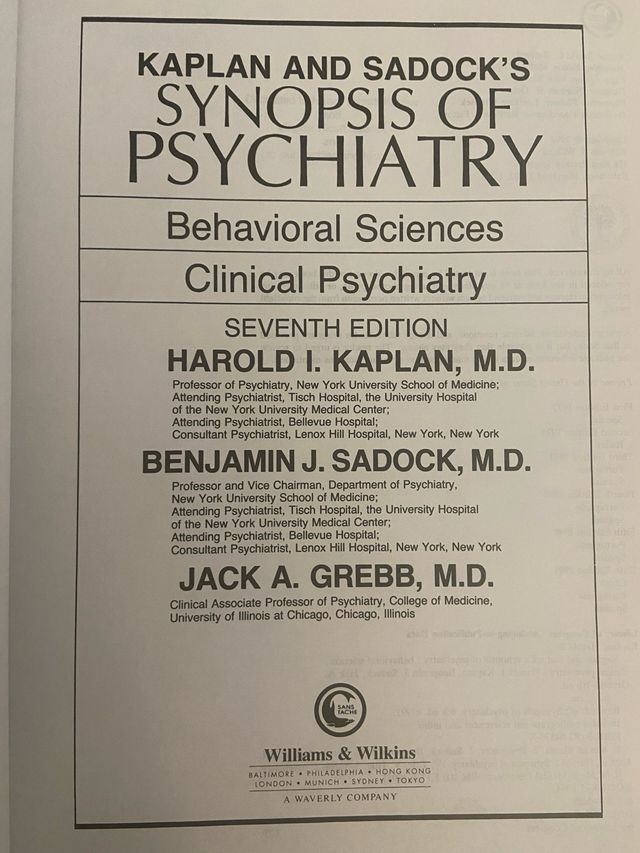 Kaplan and Sadock's Synopsis of Psychiatry: Beh...