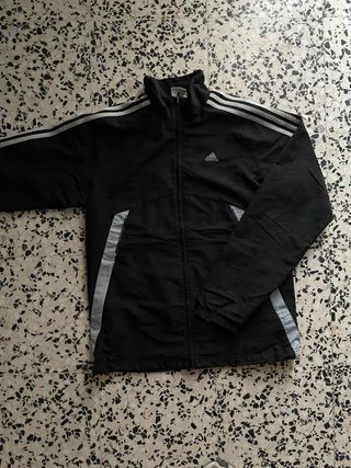 Adidas Chaqueta Vintage Negra Rayas Grises