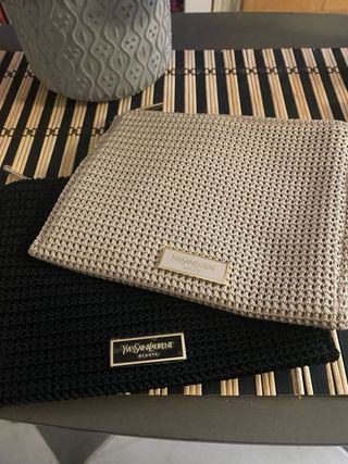 Neceser YSL Beauty Rafia Beige y Negro