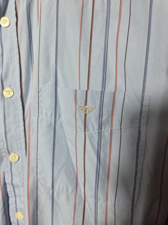Camisa Armani Jeans Rayas Azul y Marrón