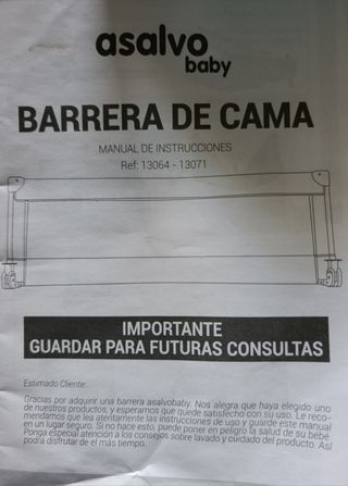 Barrera de Cama Asalvo Bebé Turquesa 140cm