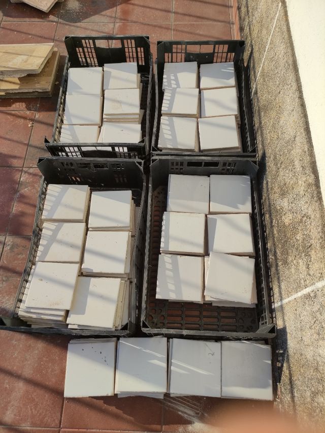 Azulejos blancos años 50. 15x15 cm.