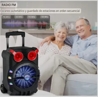 Altavoz Bluetooth Portátil con Luces Asa y Ruedas!